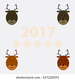 collection of new year deer Vector illustration Christmas deer