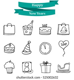 Collection new year element icons