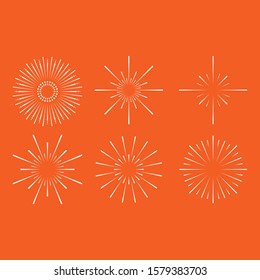 Collection of new year fireworks vector design for new year eve. Minimalist, modern design for poster, flyer and social media post. Fireworks with star and particles