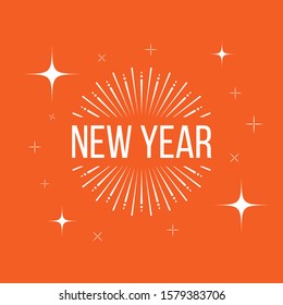 Collection of new year fireworks vector design for new year eve. Minimalist, modern design for poster, flyer and social media post. Fireworks with star and particles