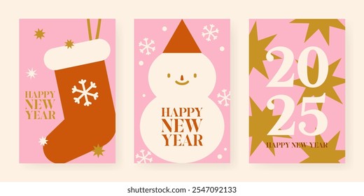 Collection of new year greeting cards. Vector template