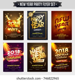 Collection of New Year Party Celebration Poster, Banner or Flyer Design.