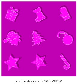 Collection of New Year's paraphernalia. Merry Christmas. Vector.