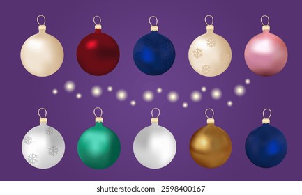 Collection of New Year's tree decorations with garland