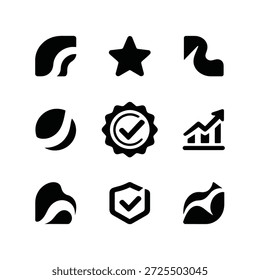Sammlung von neun schwarzen auf weißem Hintergrund Symbol abstrakte Form
