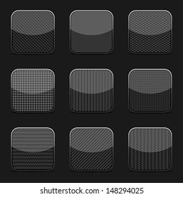 Collection of nine black textured glossy icon for your application