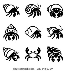 A collection nine black