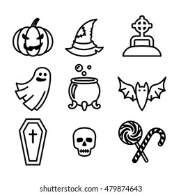 Collection of nine halloween icons