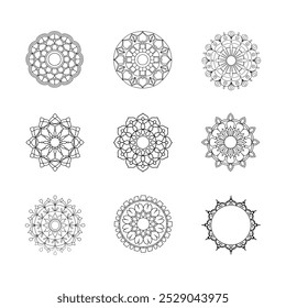 Collection of Nine Intricate Mandala Designs.