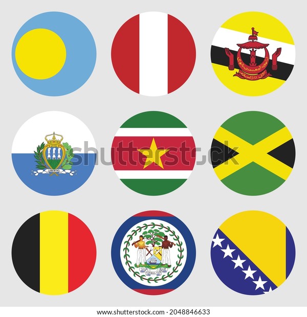 Collection Nine National Flags Round Shape Stock Vector (royalty Free 