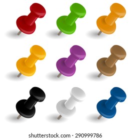 collection of nine pin needles in different colors