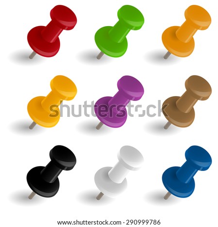collection of nine pin needles in different colors