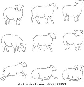 A collection nine sheep
