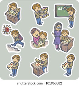 Collection of nine situations about pupil life