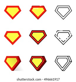 Collection of nine superhero icons in different styles. Vector, isolated, eps 10.