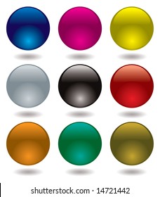 Collection of nine transparent marbles that make an ideal icon