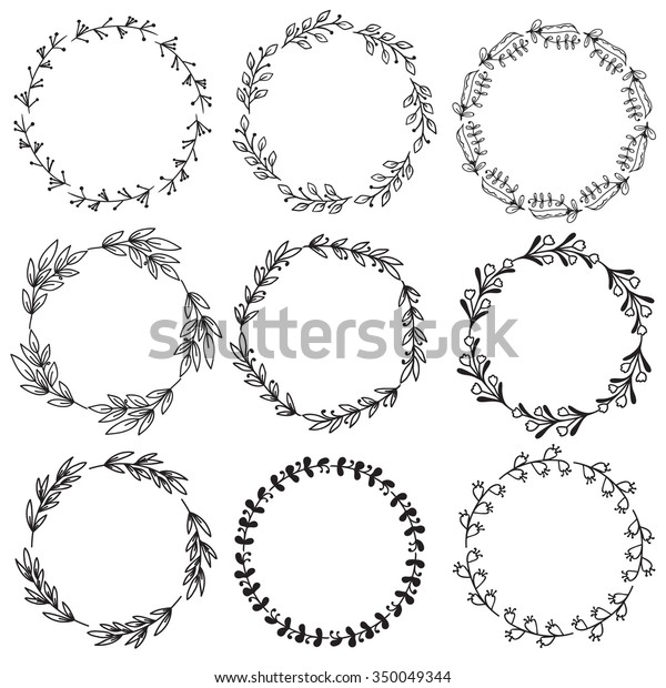 Collection of nine wreaths. Wreaths from different branches with