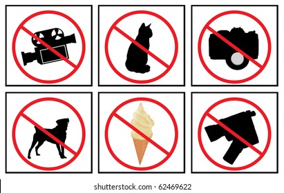 collection of no signs, vector  illustration