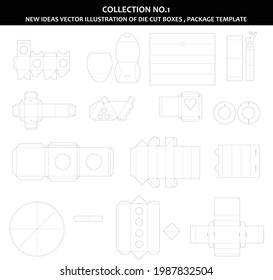 colección no.1 Vector de ideas nuevas Ilustración de cajas de corte de color Plantilla de paquete