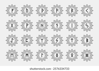 Collection of  nordic runes  on white background. 