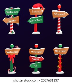 Collection of North Pole signs or Christmas. Winter holiday xmas symbol, cartoon banner. Christmas set. EPS 10. Transparency. Gradients.