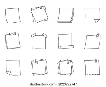 Collection of note paper outline icon.