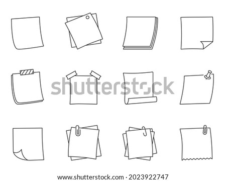 Collection of note paper outline icon.