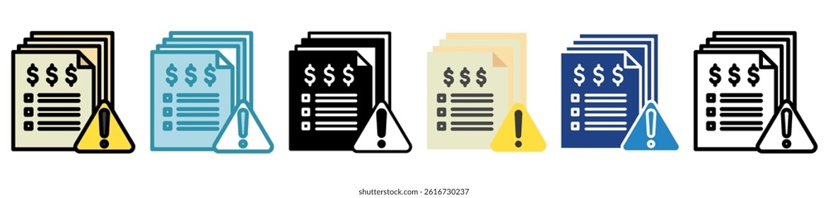 Collection Notice multi style, mini illustration icon set. outline, flat, glyph, line color. vector for UI, UX, app and web, digital or print, related to Taxation, finance, audit and more.