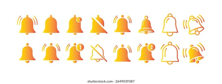 Collection of notification bell icon. incoming inbox message, ringing bell and notification number sign. Victor illustration eps 10