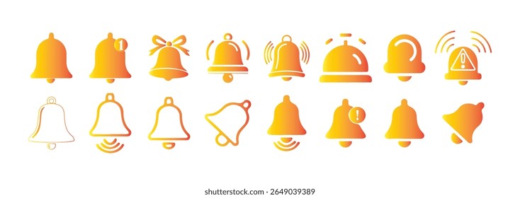 Collection of notification bell icon. incoming inbox message, ringing bell and notification number sign. Victor illustration eps 10