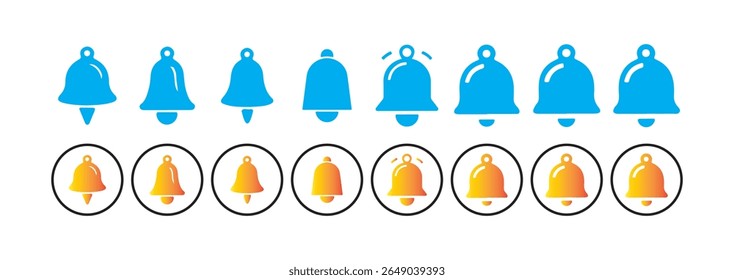 Collection of notification bell icon. incoming inbox message, ringing bell and notification number sign. Victor illustration eps 10