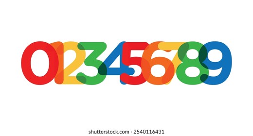 Collection number 1 to 10 Colorful logo design, with abstract shadow vector icon concept.