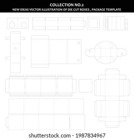 collection number 2 New ideas vector Illustration of Die cut boxes Package Template