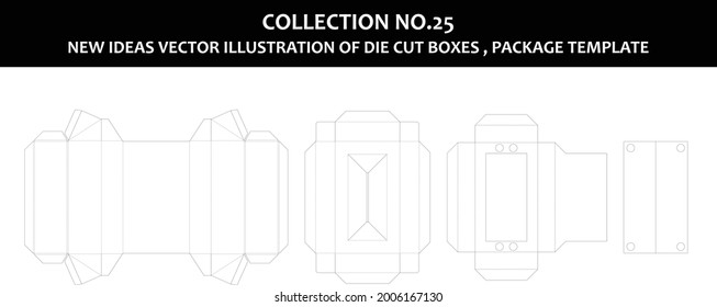 collection number 25 New ideas vector Illustration of Die cut boxes Package Template