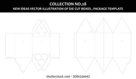 número de colección 28 Vector de nuevas ideas Ilustración de cajas de corte de color Plantilla de paquete