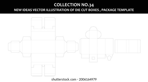 collection number 34 New ideas vector Illustration of Die cut boxes Package Template