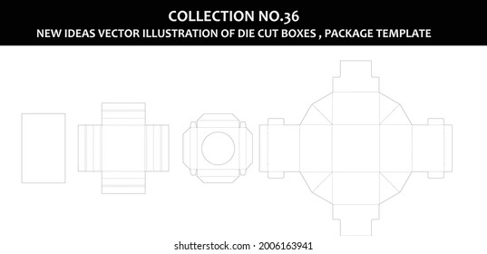 collection number 36 New ideas vector Illustration of Die cut boxes Package Template