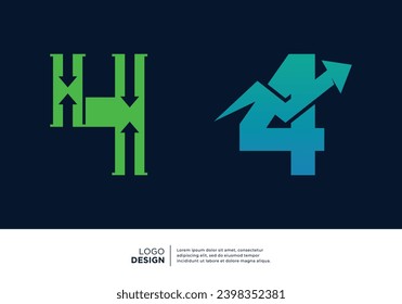Collection of Number 4 Logo designs for business finance and investment.