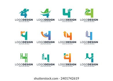 Collection of number 4 logo designs for marketing, investment and business