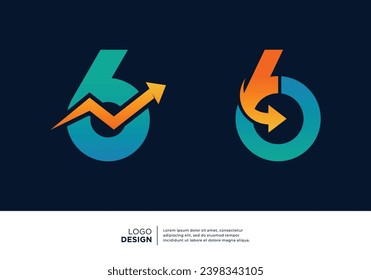 Collection of Number 6 Logo designs for business finance and investment.