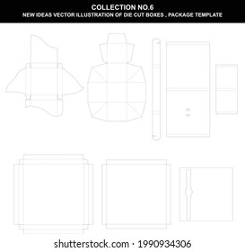 collection number 6 New ideas vector Illustration of Die cut boxes Package Template