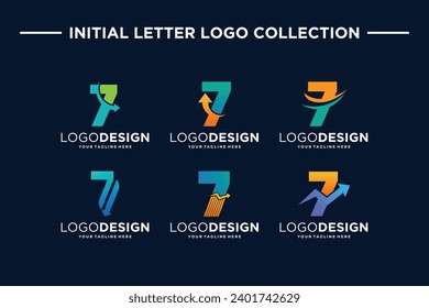 Collection of number 7 Logo designs for finance and business investment