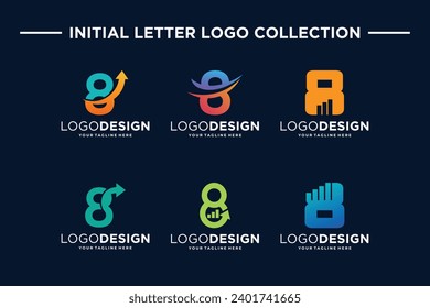 Collection of number 8 Logo designs for finance and business investment