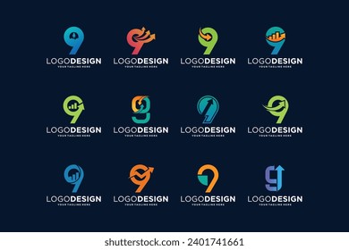 Collection of number 9 logo designs for marketing, investment and business