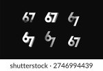 Collection of Number with Abstract Line Pattern anniversary 67th, 67th Happy Anniversary geometric black and white, celebrating and greeting design banner.