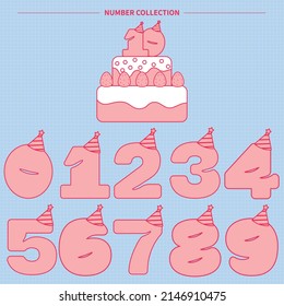 Collection of number for celebration or event isolated Premium Vector