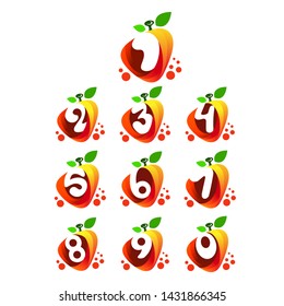 Collection Of number design, healthy logo with organic icon template, fresh logo