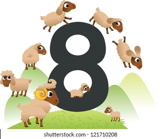 Collection number for kids: farm animals - number 8, sheep