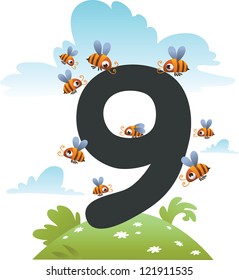 Collection number for kids: farm animals - number 9, bee