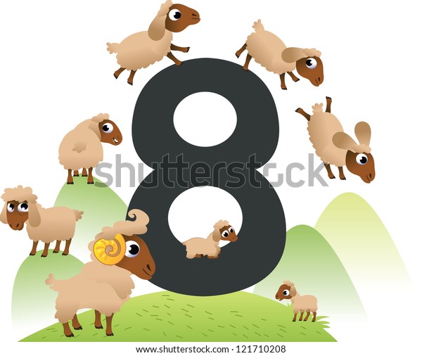 Collection Number Kids Farm Animals Number Stock Vector Royalty Free